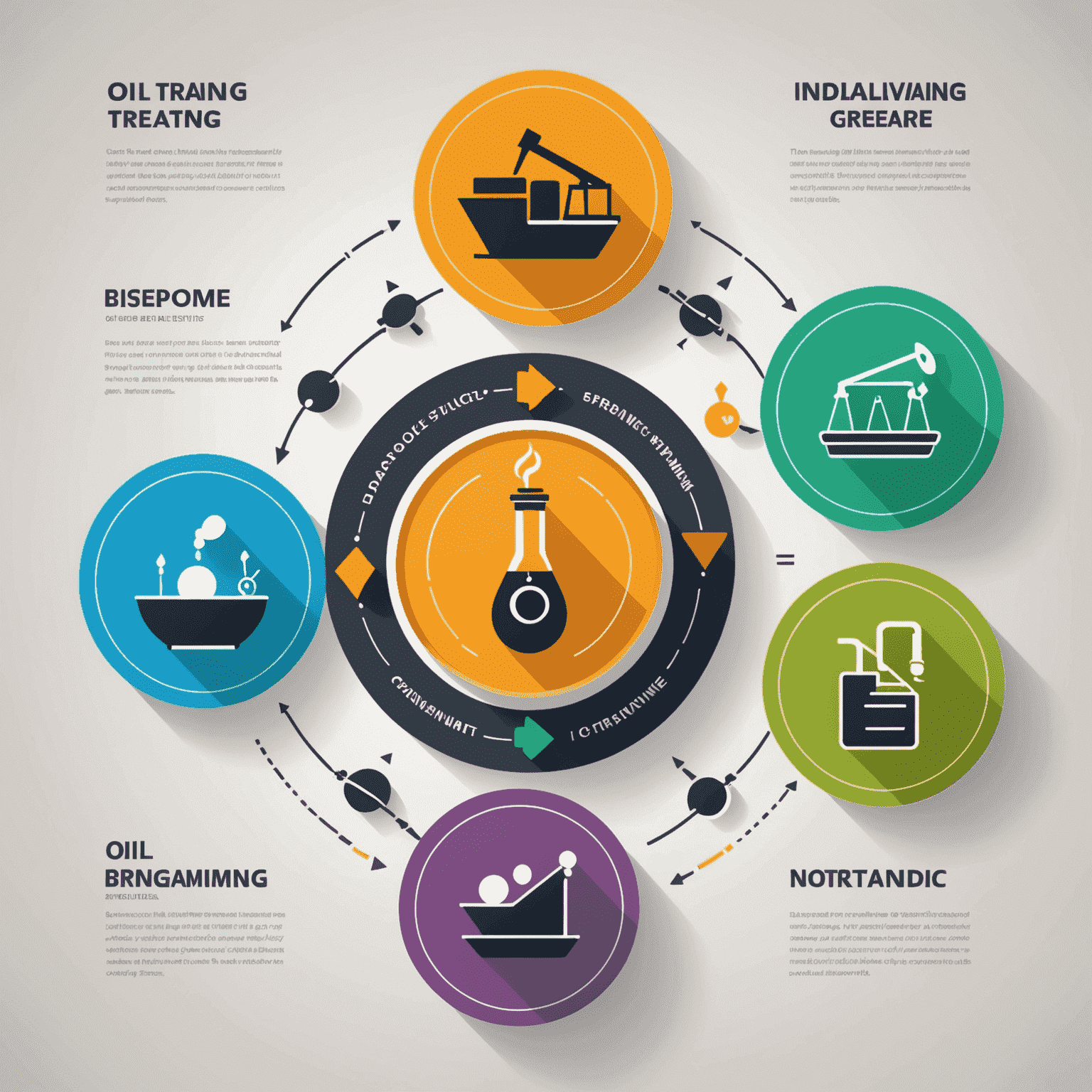 Infographic showing 5 different oil trading strategies with icons representing passive income streams